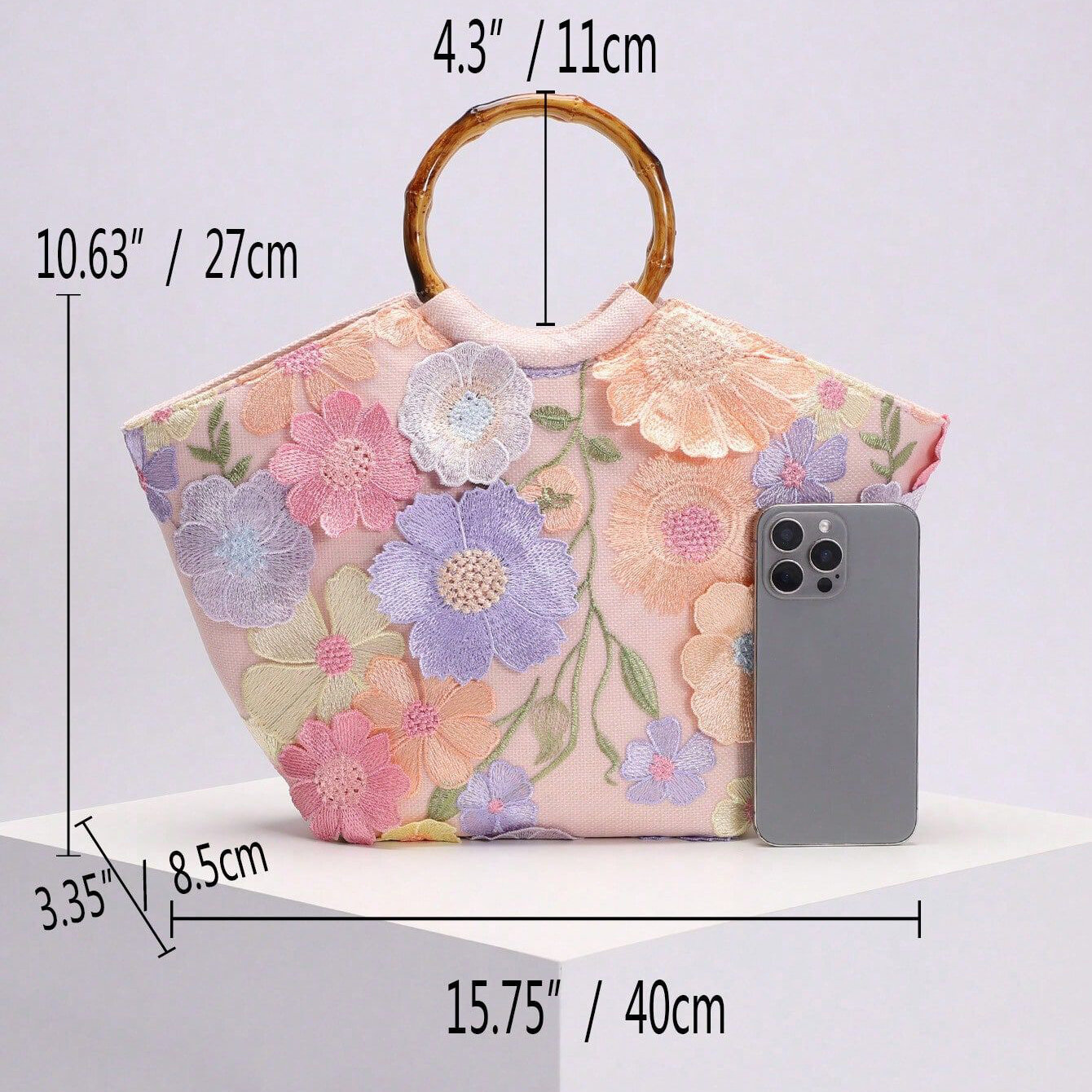 Romantische Serie: Süße, bestickte Damenhandtaschen mit Blumenmuster (Blumenmuster werden zufällig ausgewählt) h5 Bild3
