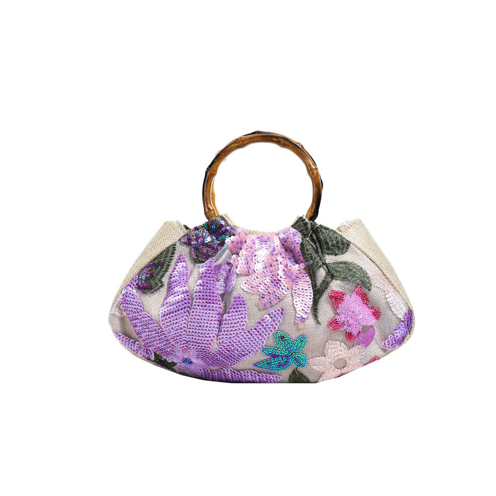 Luxurious  Elegant Flower Beads Pvc Women's Handbags（flower patterns are cut randomly）