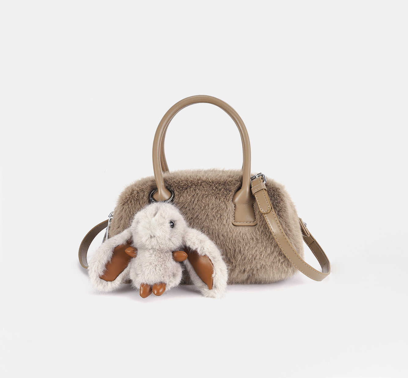 1 Piece  Sweet Cute Furry Rabbit  Solid Color Women's Handbags