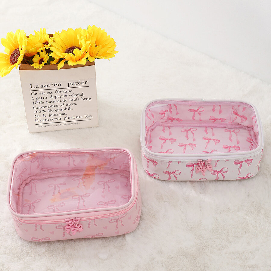 1 Piece Simple  Sweet Bow Knot  Women's Makeup Bags Picture2