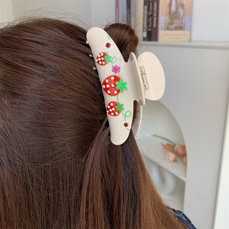 Serie Romantica, fermagli per capelli da donna in acetato Sweet Cherry Strawberry h5 Immagine2