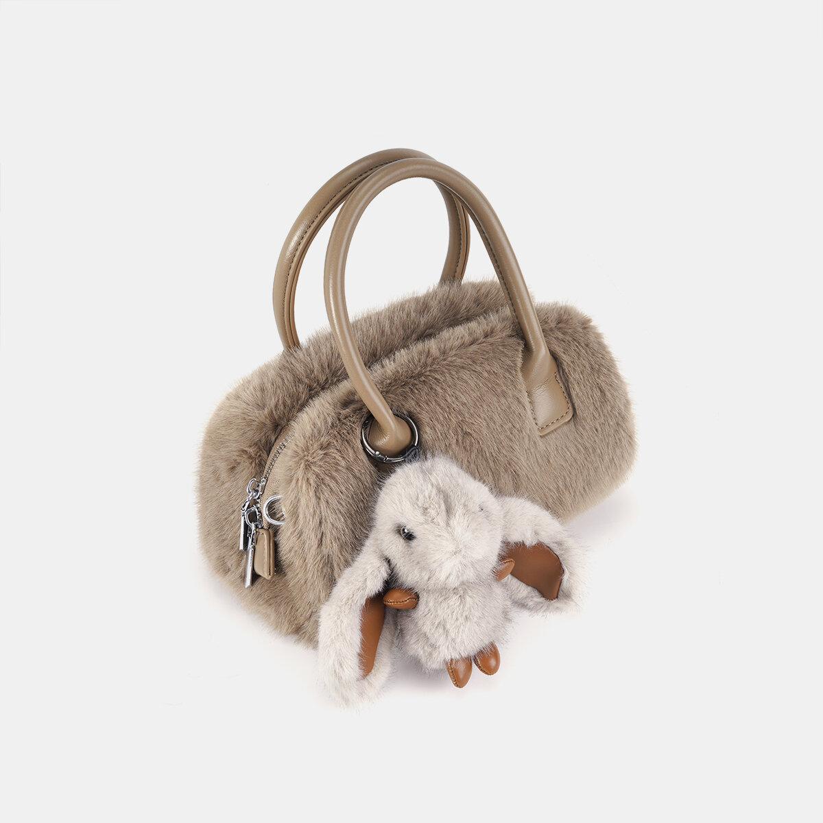 1 Piece Sweet Cute Furry Rabbit Solid Color Women's Handbags h5 Picture2