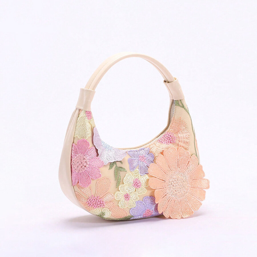 Romantische 3D-bestickte Blumen-Schultertaschen für Damen (Blumenmuster werden zufällig ausgewählt) h5Bild2
