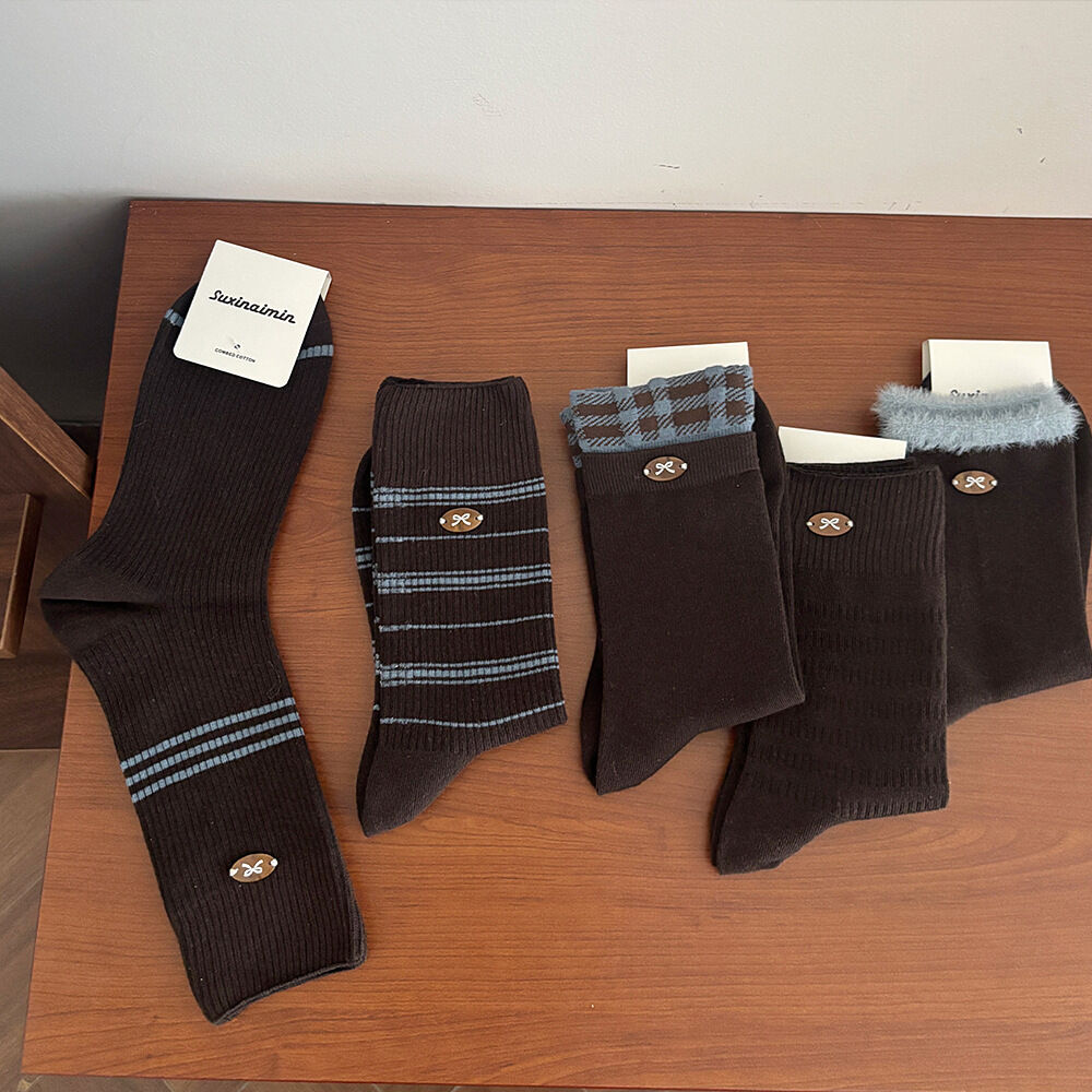 1 Pair  Preppy Style Striped Versatile Cotton Mid-Calf Socks