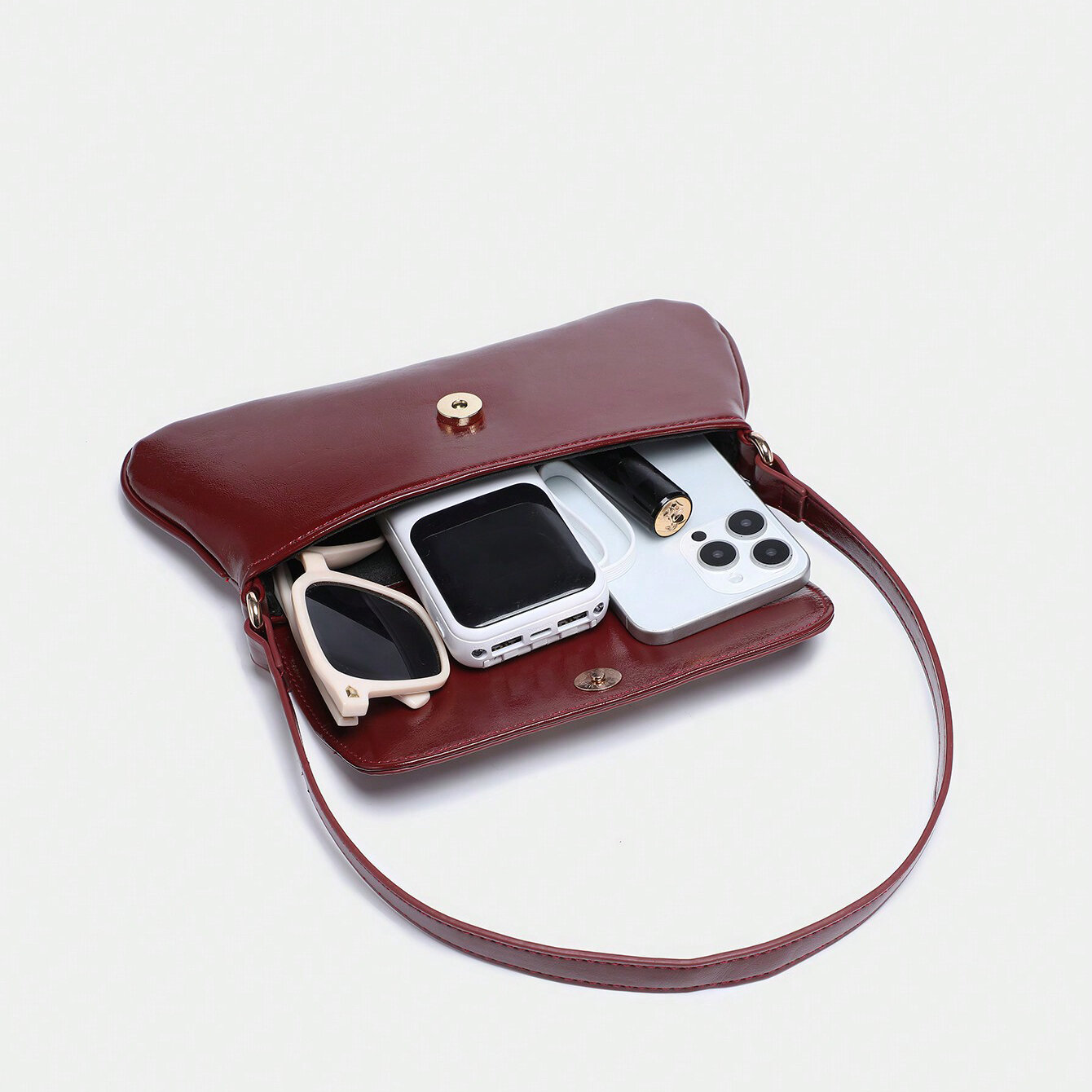 Simple Series Elegant Solid Color Pu Women's Shoulder Bags h5Picture4