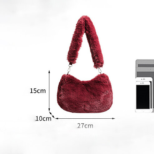 1 Piece Simple  Casual Solid Color Furry Women's Shoulder Bags h5 Picture3