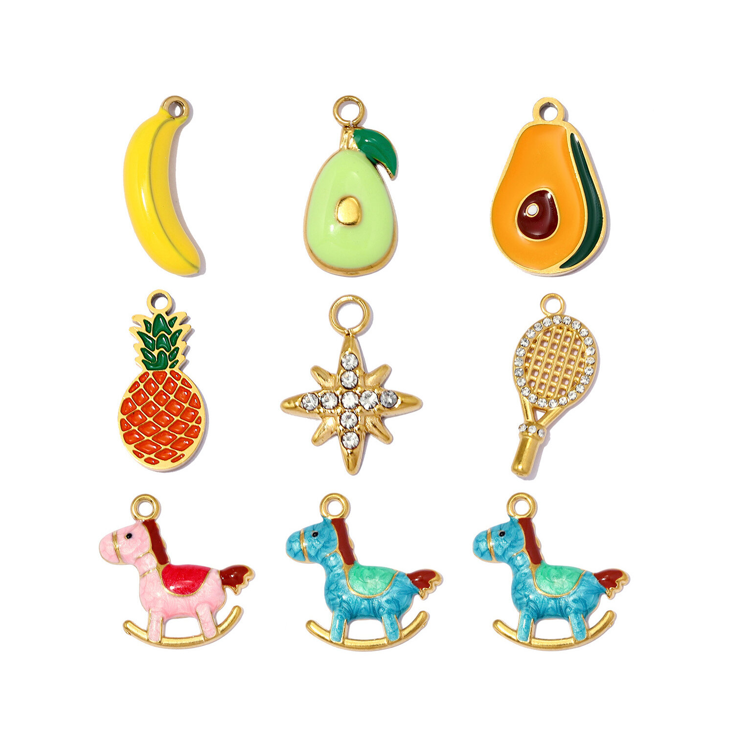 Romantic Series Diy Irregular Shape Fruit Stainless Steel Waterproof   Gold Color  Women's Pendants