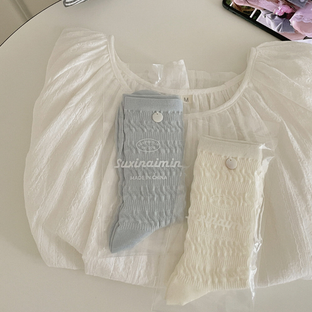 Calzini a metà polpaccio sottili e aperti in puro cotone elasticizzato casual tinta unita