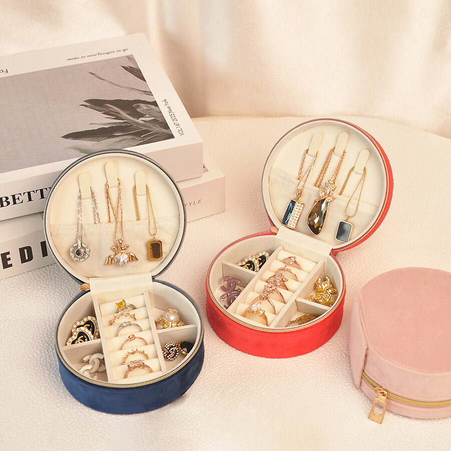 Simple Series Retro Solid Color Velvet Jewelry Boxes 2