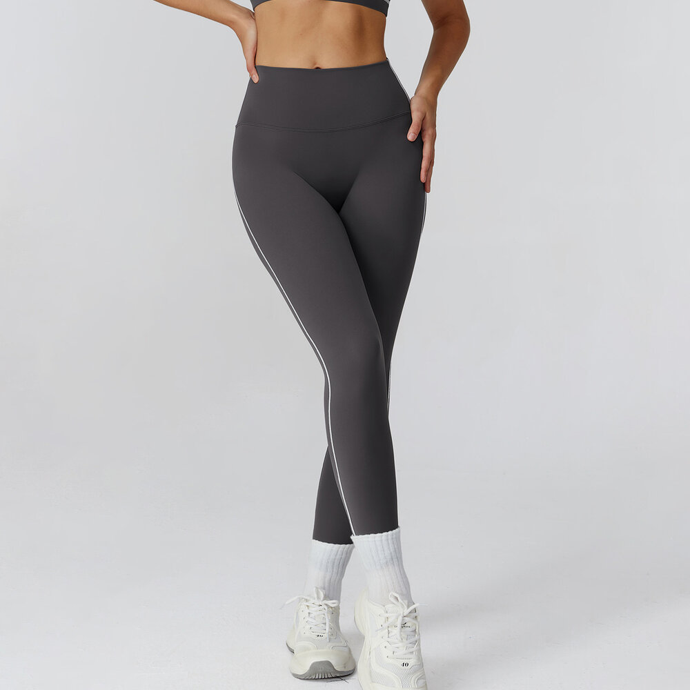 1 Piece Contrast Color Line Slim Fitting High Waisted Sports Bottoms h5Picture2