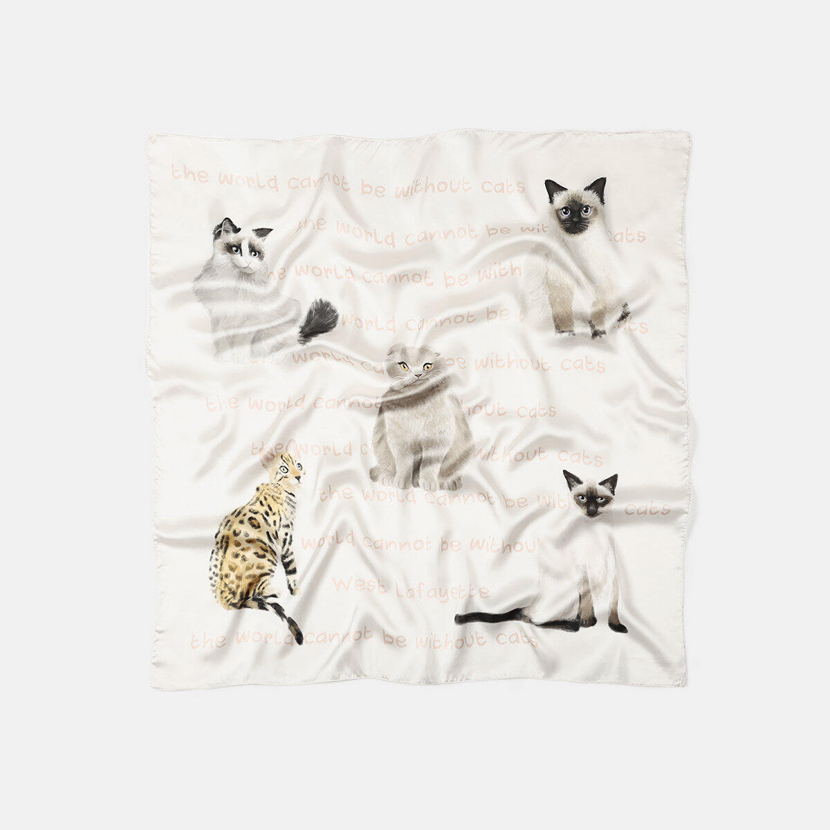 Romantic Series Cute Kitten  Polyester Women's Summer Scarves