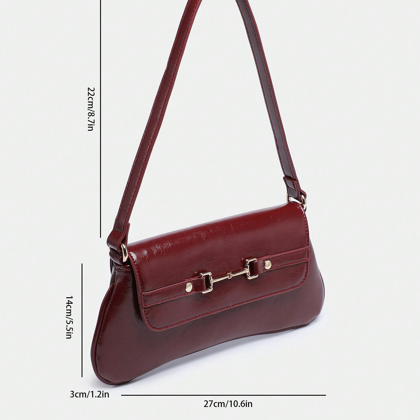 Simple Series Elegant Solid Color Pu Women's Shoulder Bags h5Picture5
