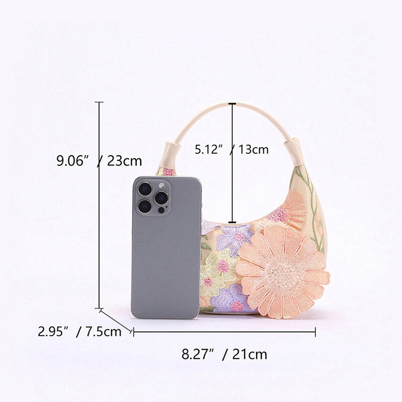 Romantische 3D-bestickte Blumen-Schultertaschen für Damen (Blumenmuster werden zufällig ausgewählt) h5Bild5