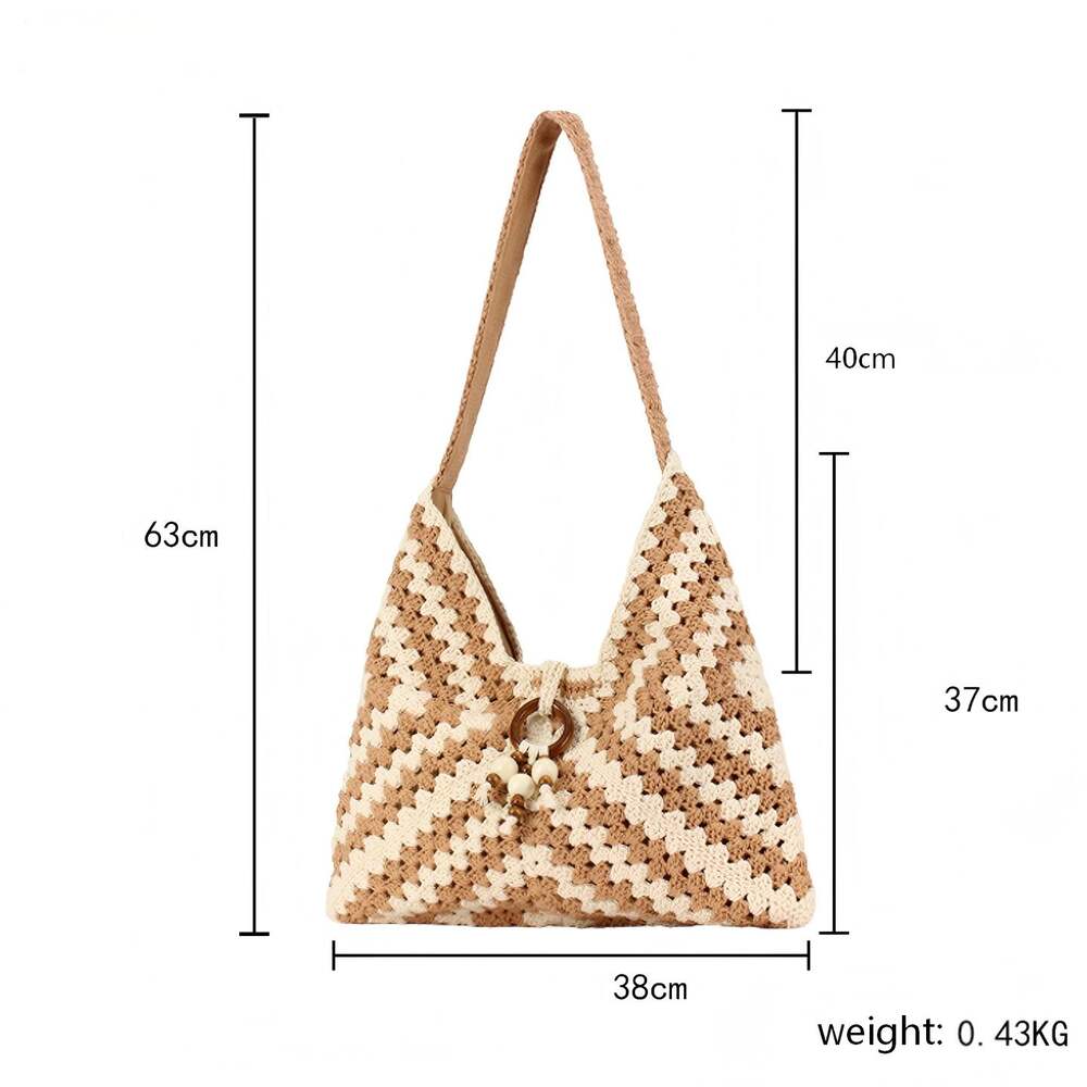 Stylish Mixed Color Woven Cotton Women's Beach Bags h5Picture5