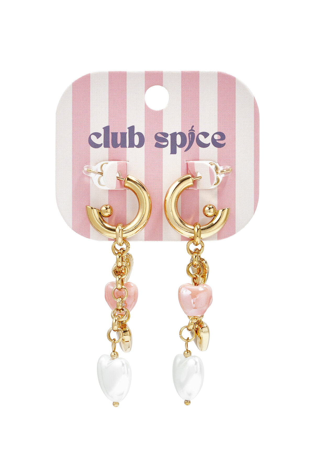 Earrings with dangling heart charms and pearls h5Picture3