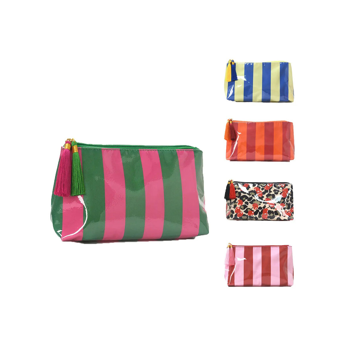 Simple Stripe Mixed Color Pvc Women's Makeup Bags