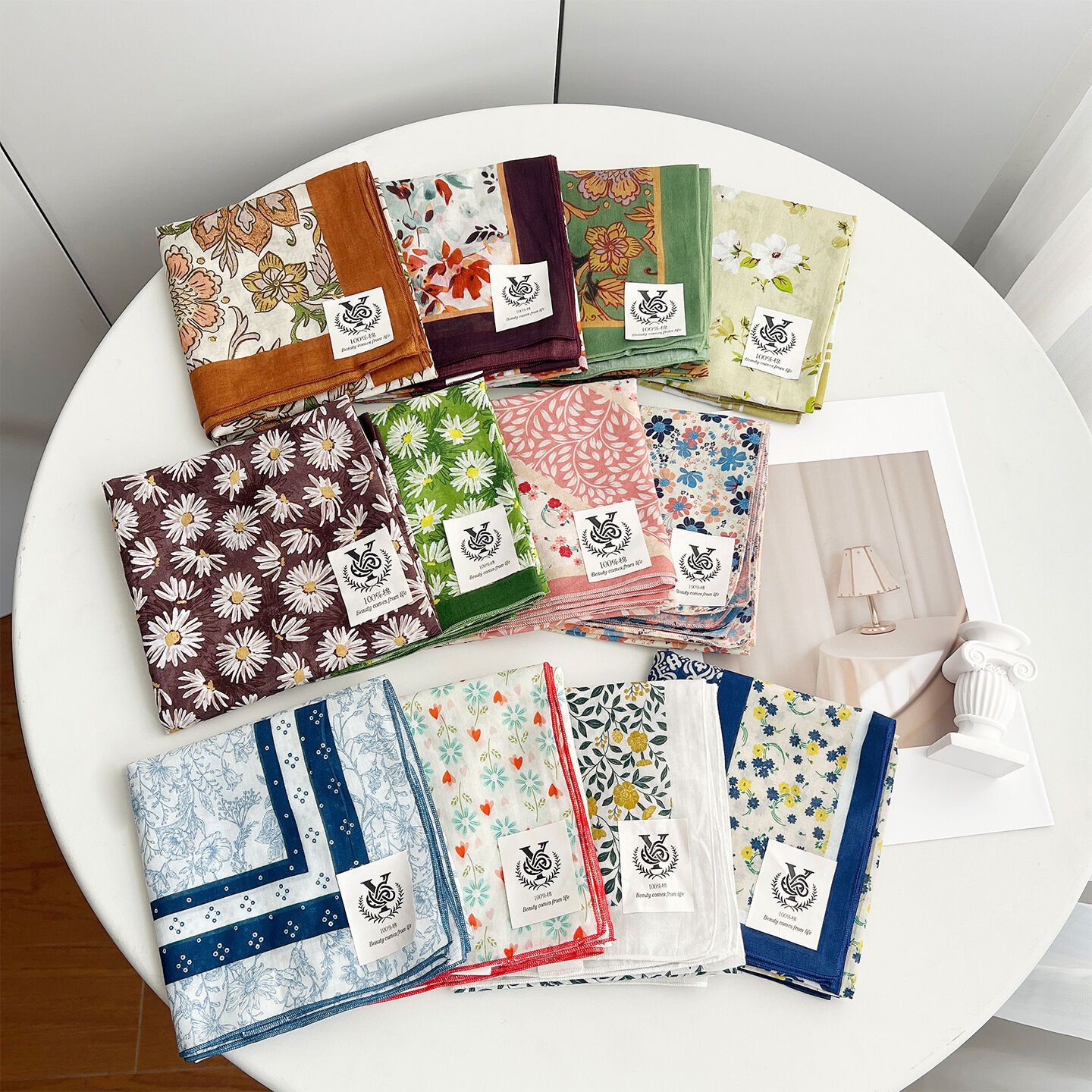 Cotton Sweet Flower Pattern Women's Summer Scarves