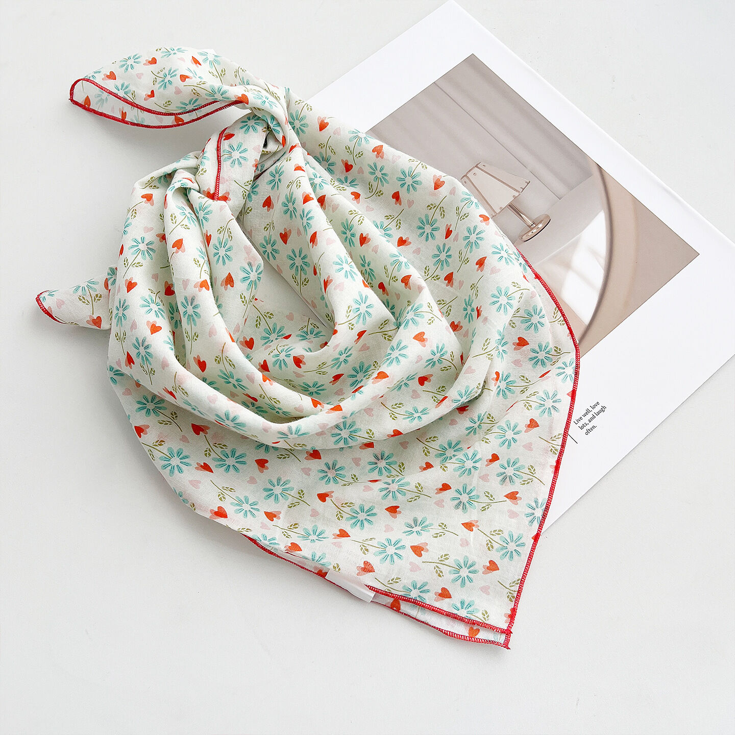Cotton Sweet Flower Pattern Women's Summer Scarves h5Picture3