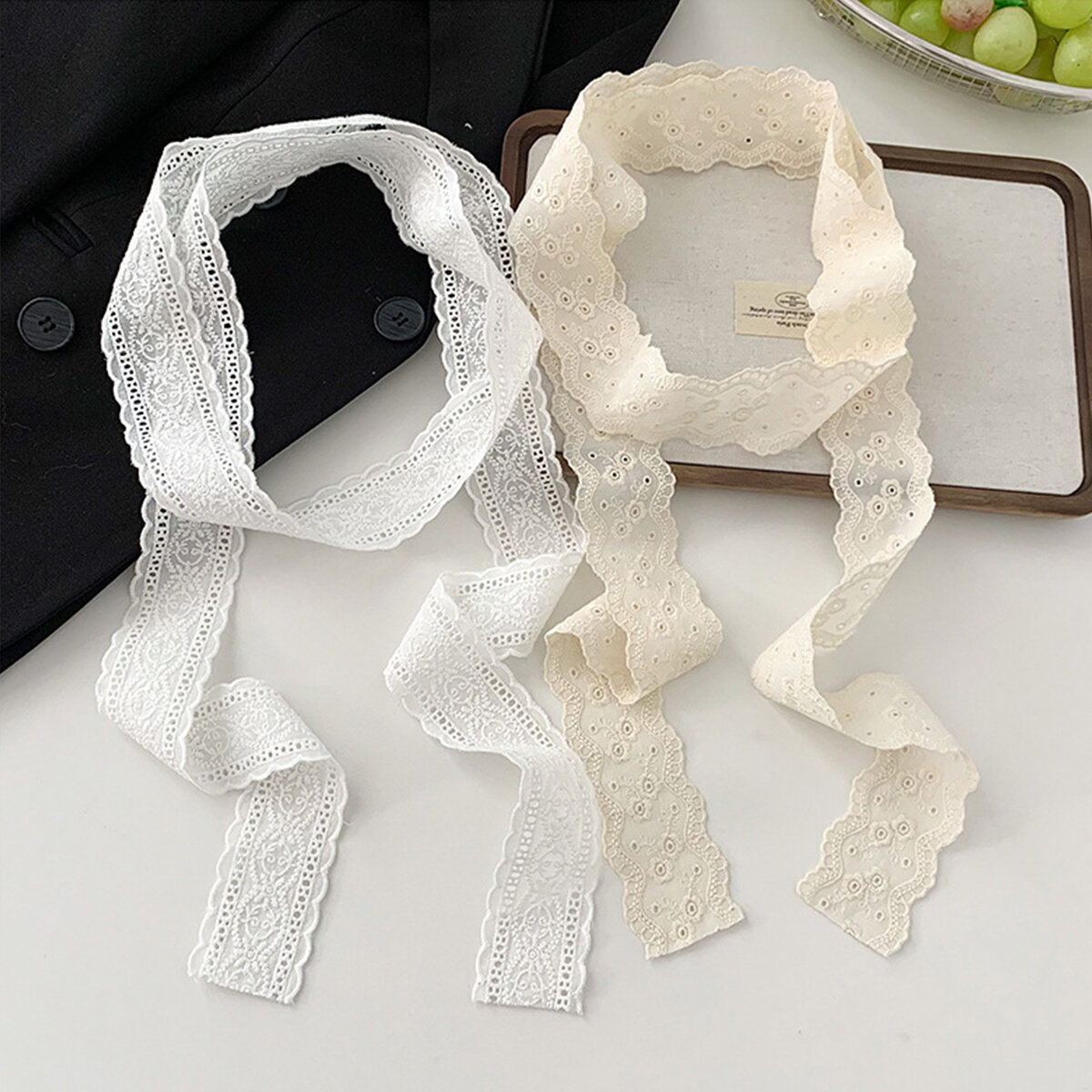 Romantic Series Sweet Flower Hollowed-Out Polyester Women's Summer Scarves