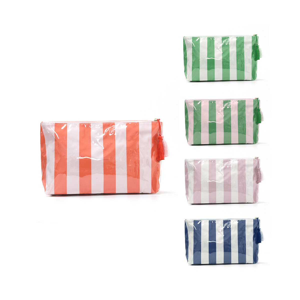Casual make-uptasjes voor dames van PVC met streepjespatroon