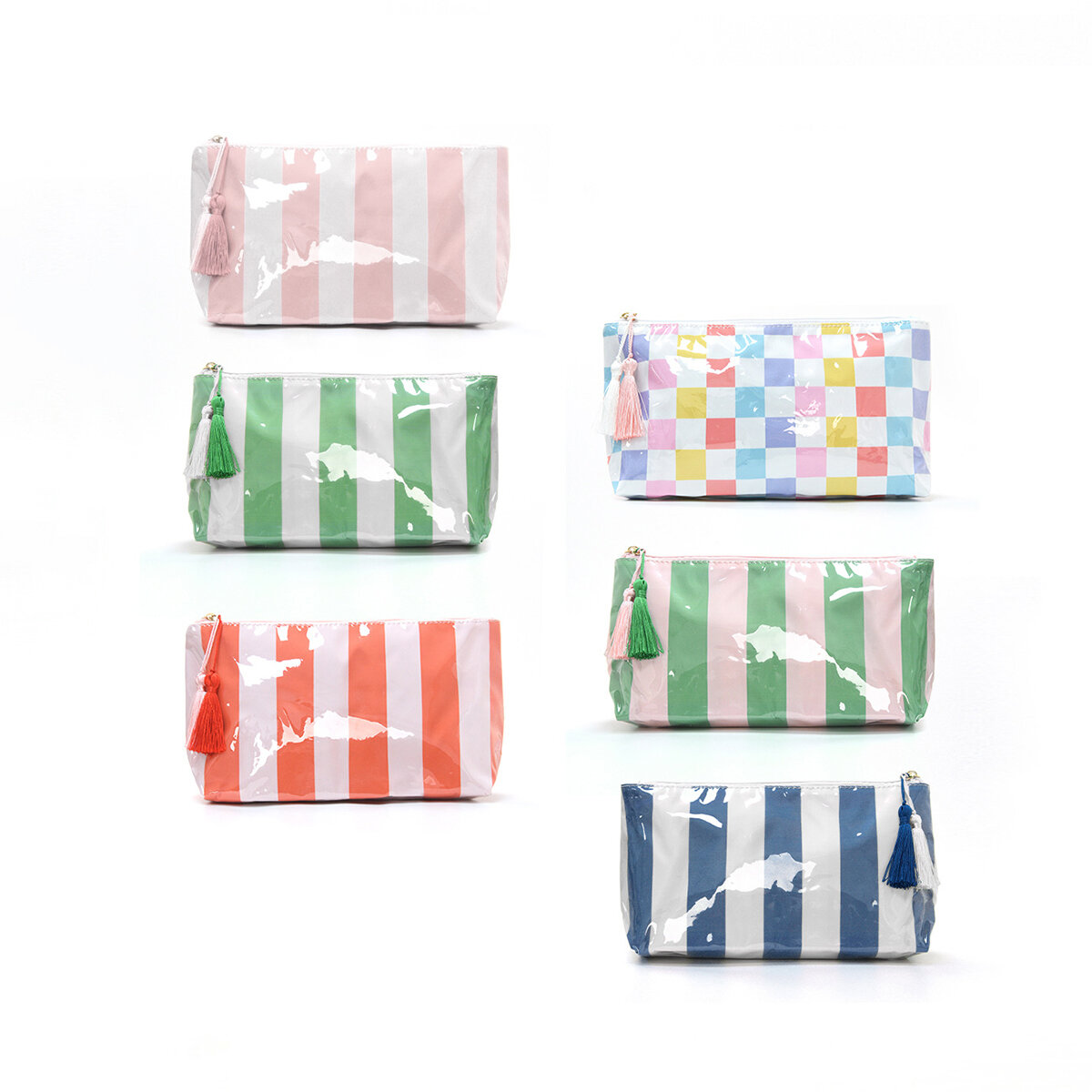 Casual gestreepte PVC make-uptasjes voor dames in diverse kleuren