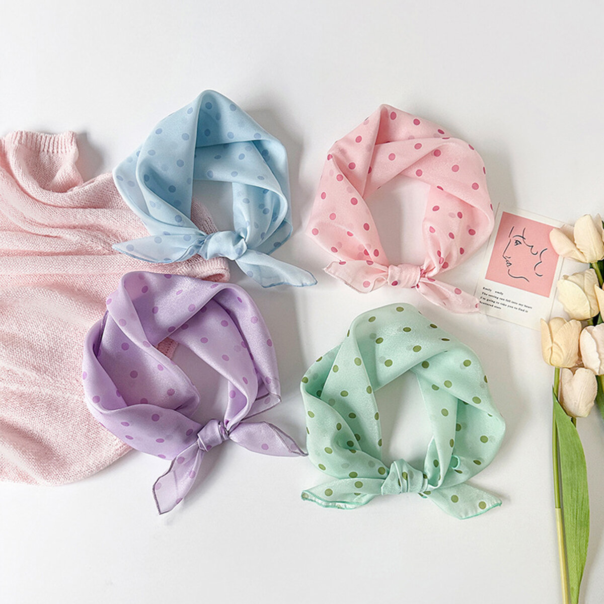 Polka Dots Pattern Women's Summer Scarves