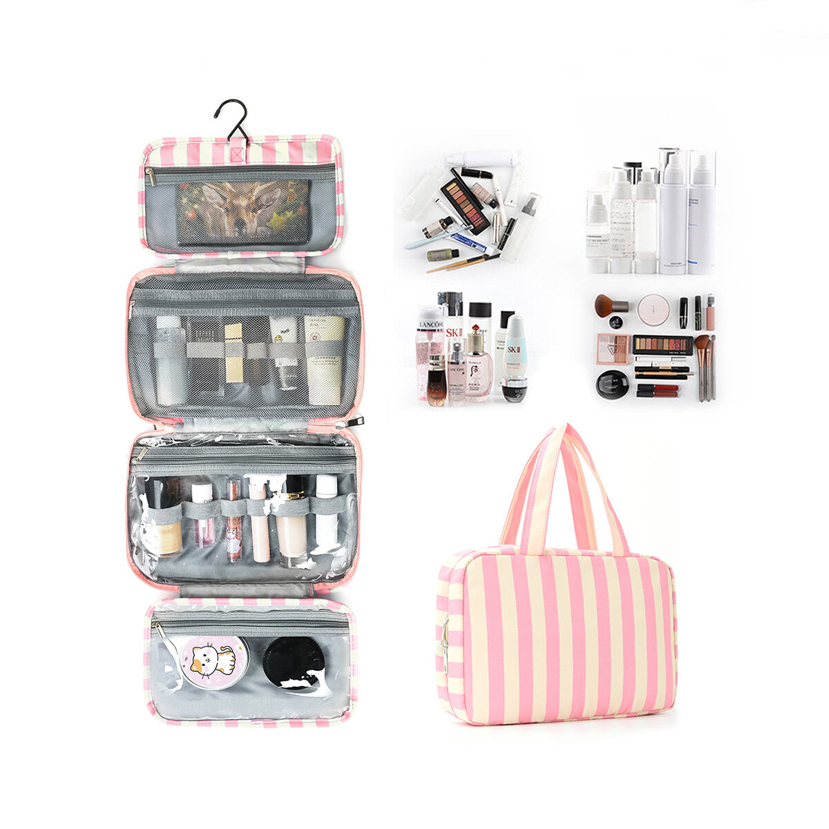 Casual Stripe Pattern Polyester Women's Makeup Bags h5 Picture4