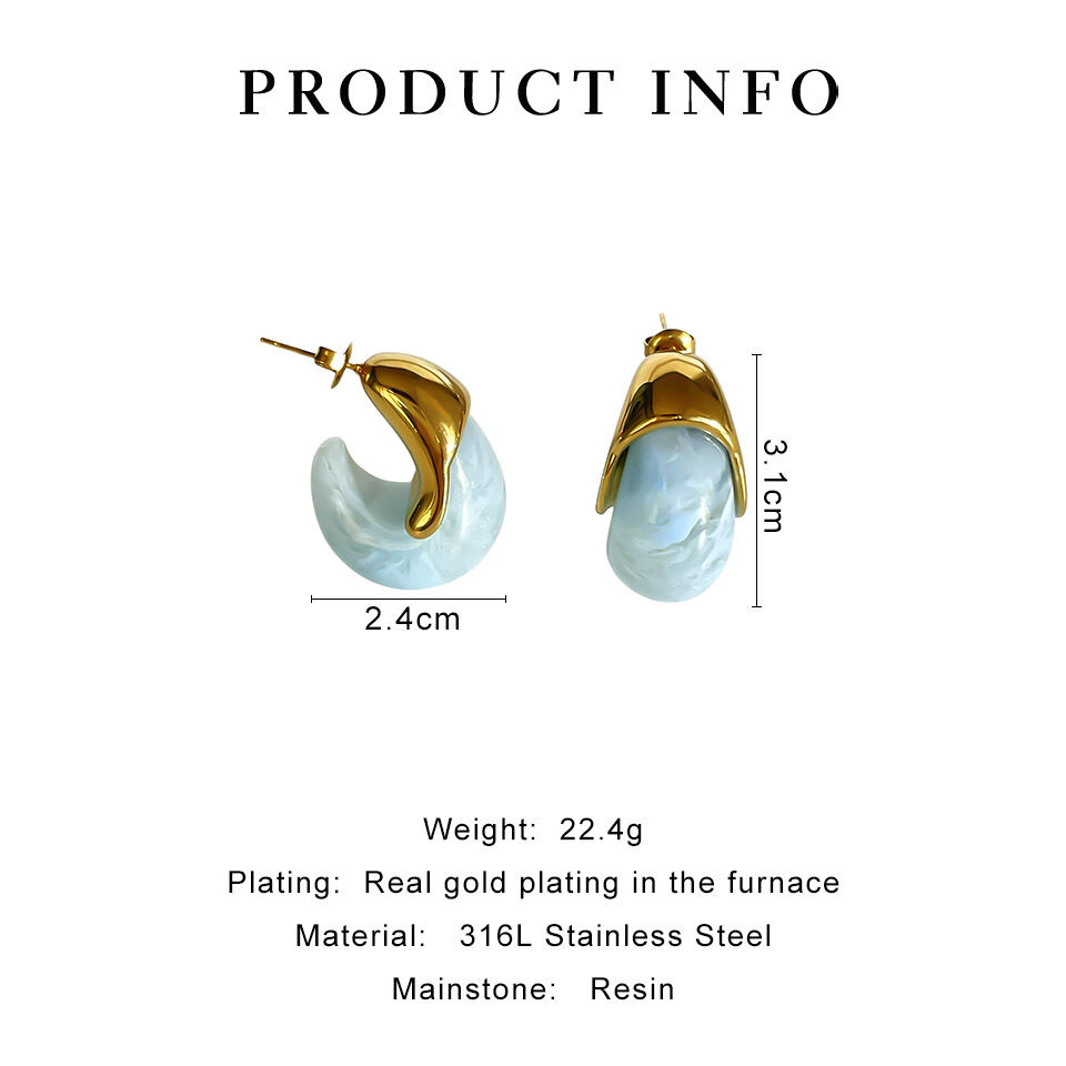 Classic Series Retro Droplet Resin Women's Stud Earrings h5 Picture4