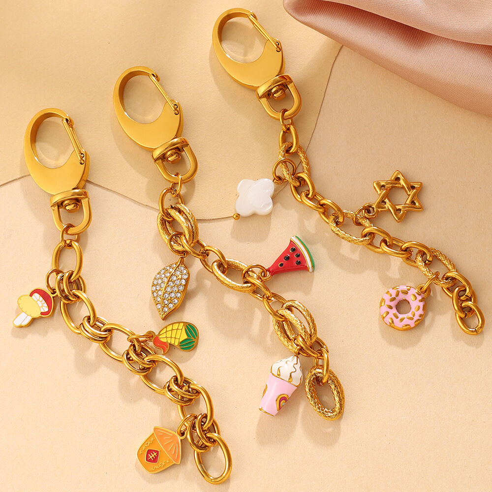 Fruit Stainless Steel Gold Color Keychain