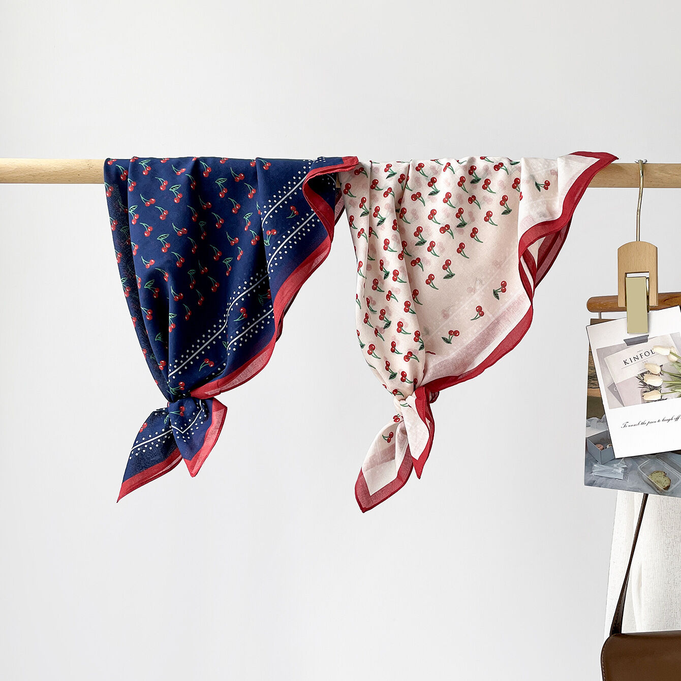 Romantic Series Sweet Cherry Cotton Women's Summer Scarves