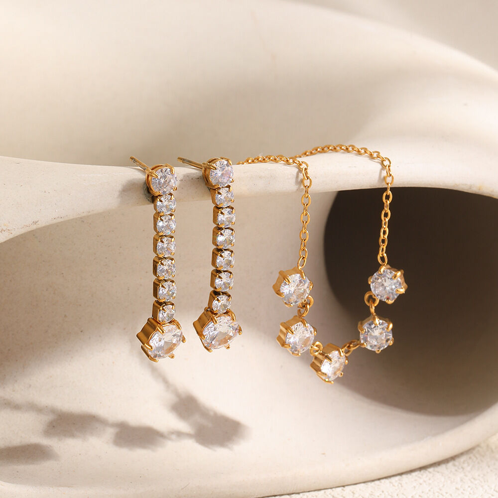 Elegant Heart Circle Stainless Steel Waterproof Gold Color Zircon Women's Pendant Necklaces