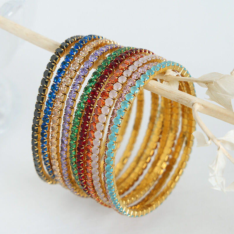 Pulseras de cadena de lujo para mujer, de acero inoxidable, impermeables, color dorado y con circonitas.