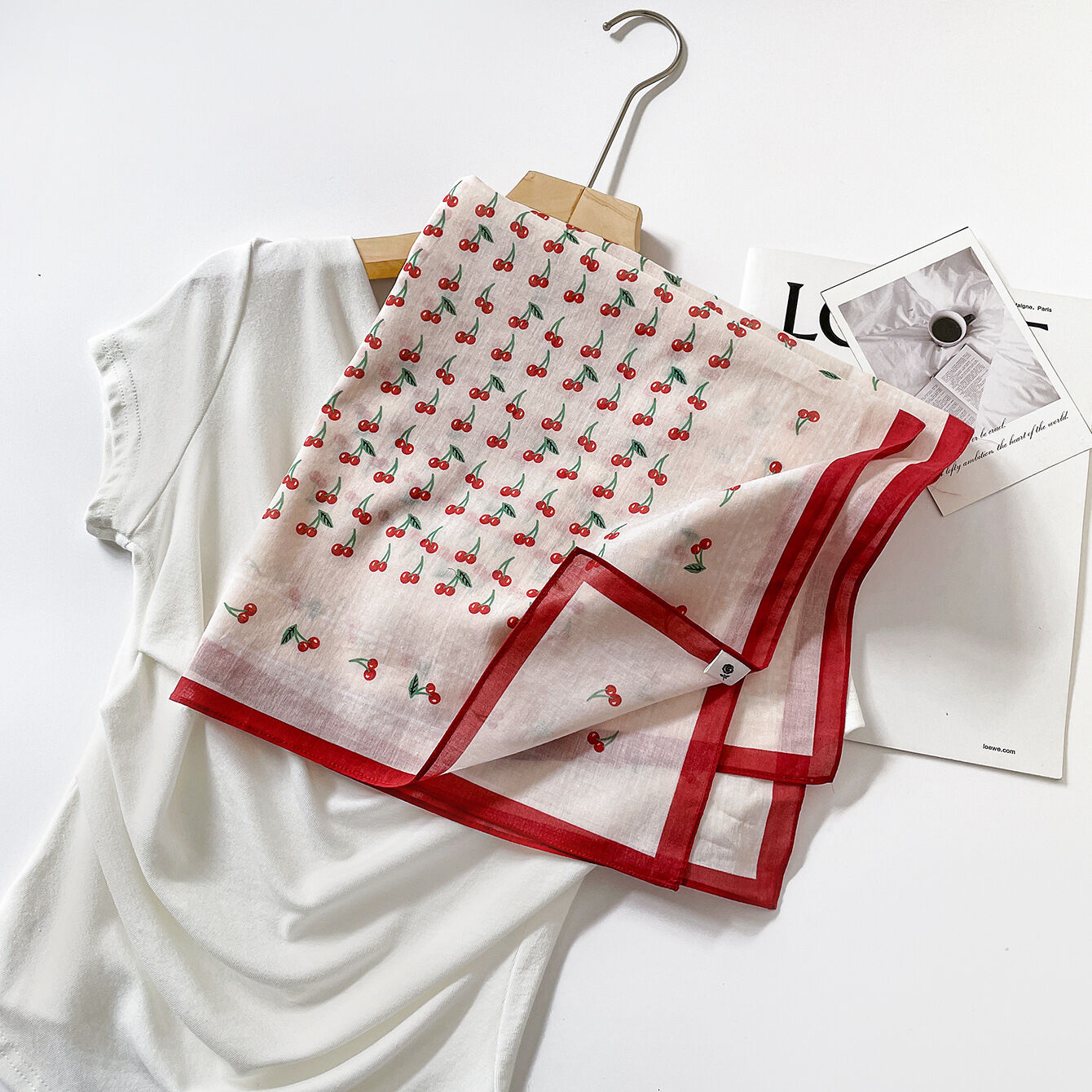 Romantic Series Sweet Cherry Cotton Women's Summer Scarves h5Picture2