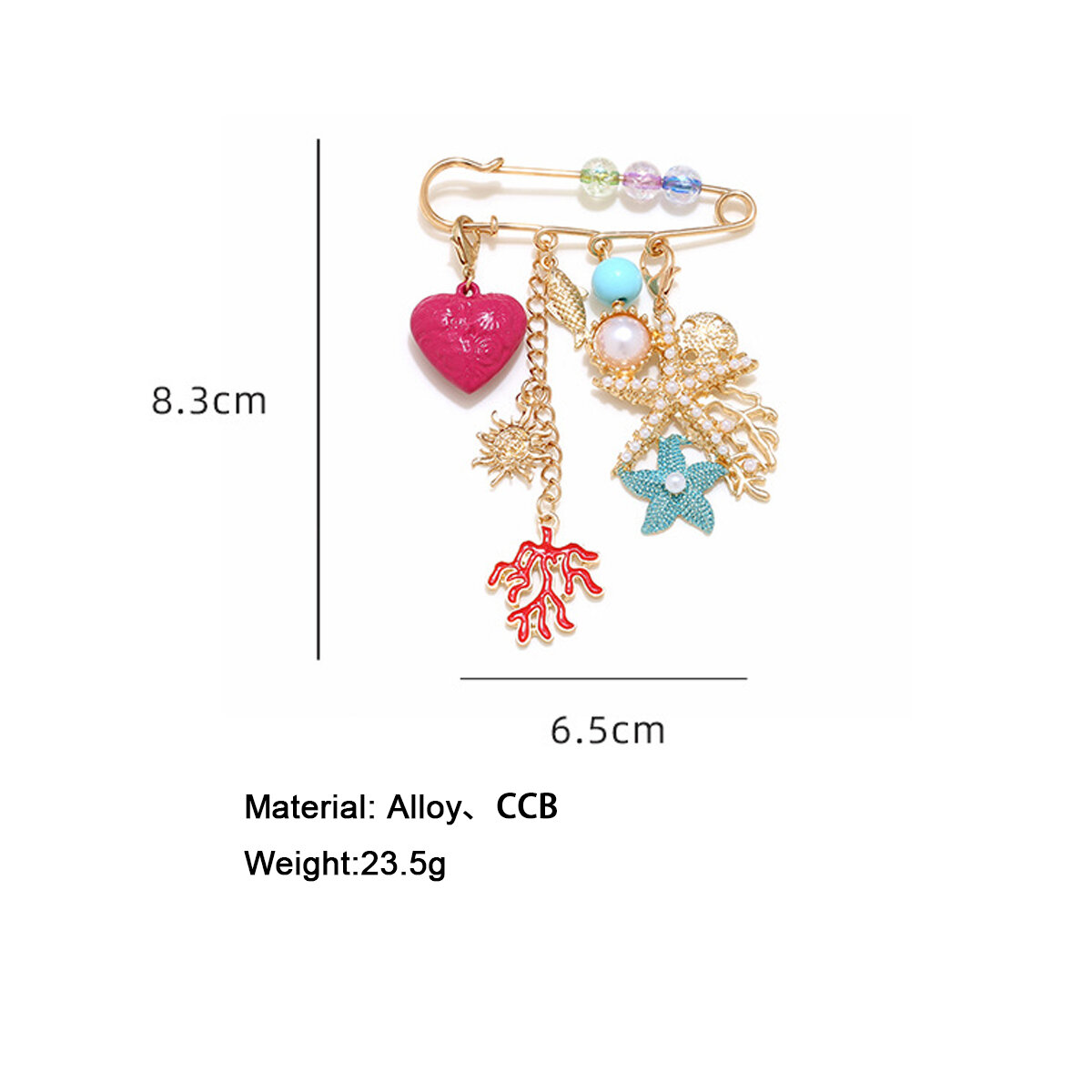 Vacation Heart Oceanic Style Ccb Brooches