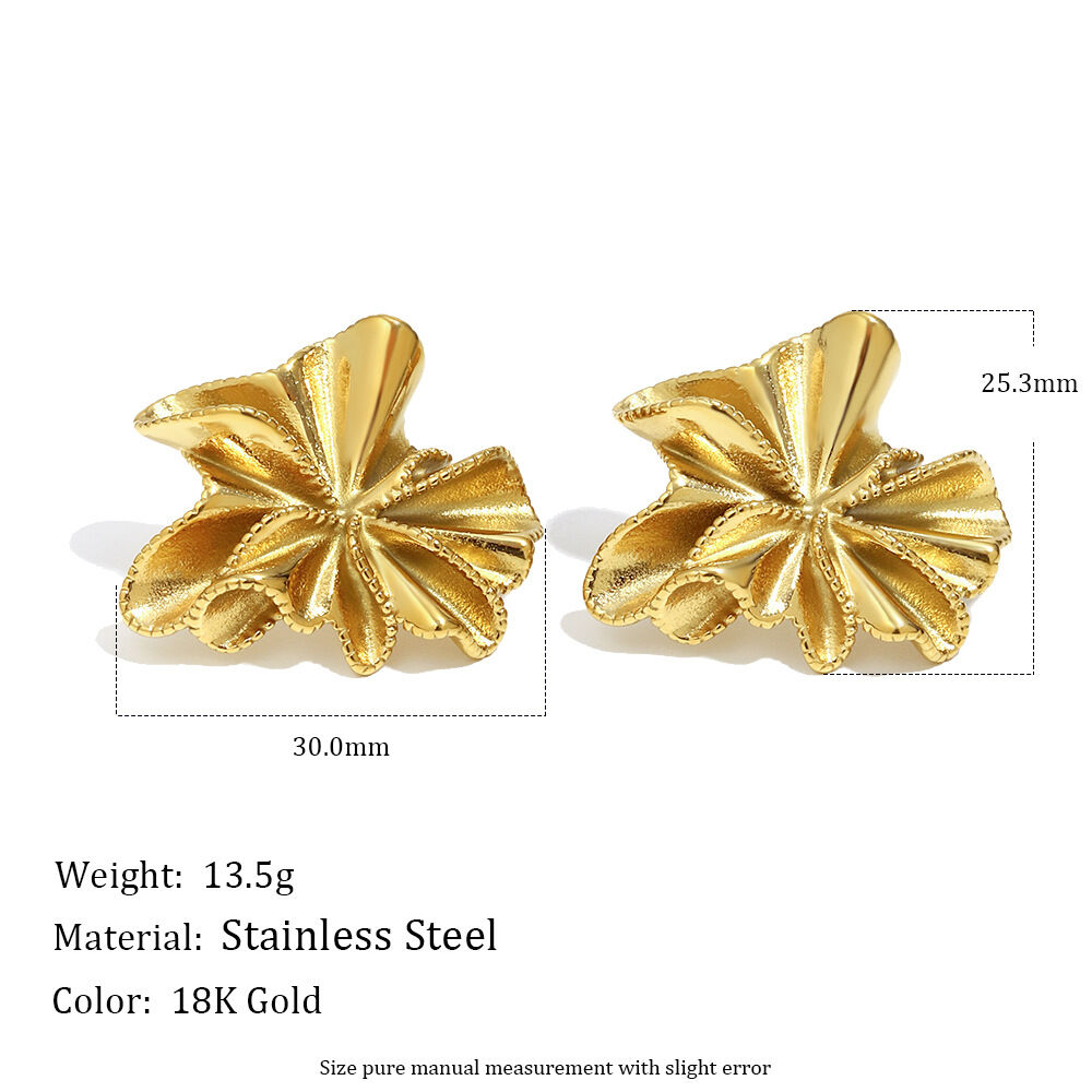 Retro-Ohrstecker mit Blumenmuster, Edelstahl, wasserdicht, goldfarben, für Damen Bild2
