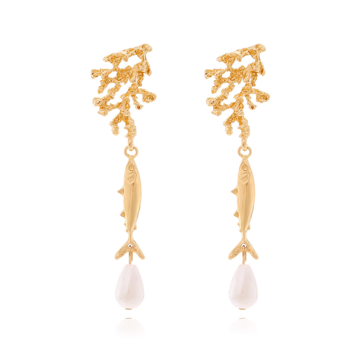 Vacation Fish Alloy Artificial Pearl Women's Dangle Earrings