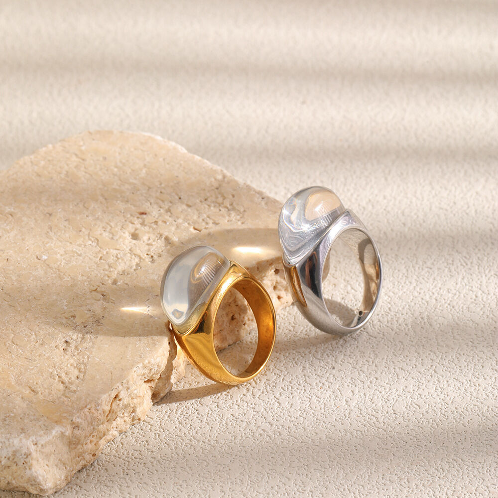 Simple Series Punk Ellipse Shape Statement Rings Resin Bild2
