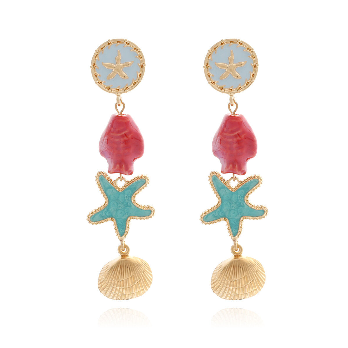 Romantic Series Vacation Oceanic Style Starfish Alloy Women's Dangle Earrings