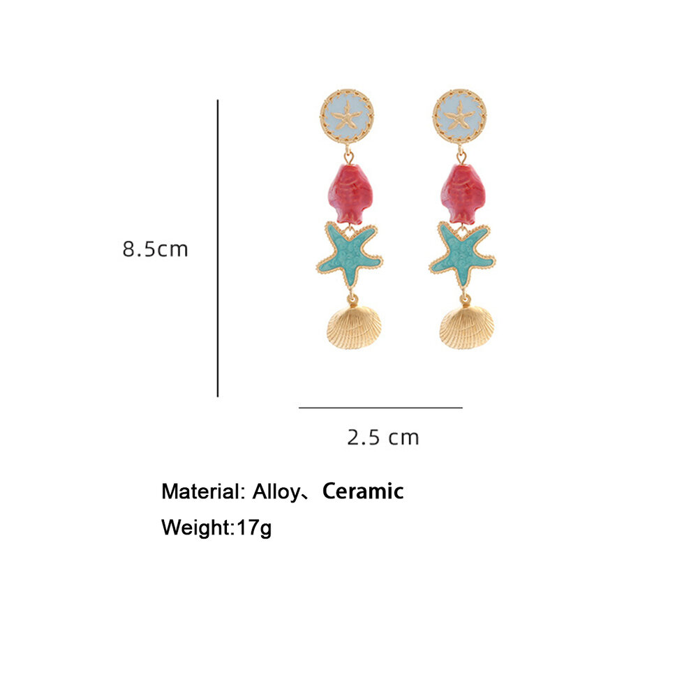 Romantic Series Vacation Oceanic Style Starfish Alloy Women's Dangle Earrings