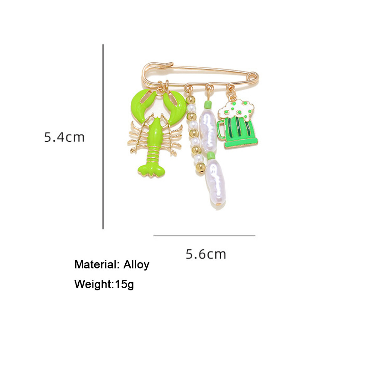Oceanic Style Lobster Alloy Artificial Pearl Brooches h5 