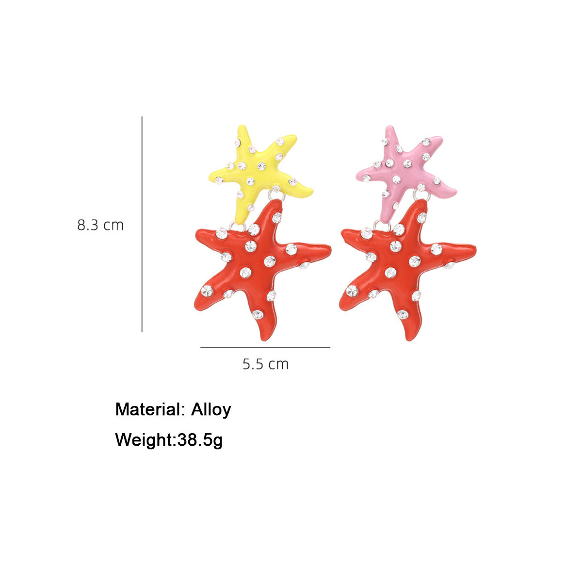 Sweet Oceanic Style Starfish Alloy Rhinestone Women's Drop Earrings h5