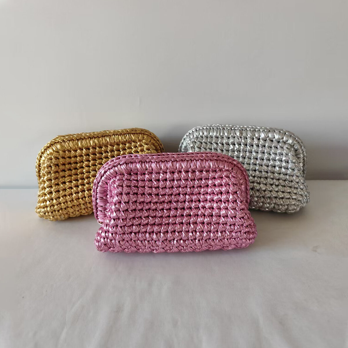 Parisian Chic Style Woven Solid Color Women's Clutches
