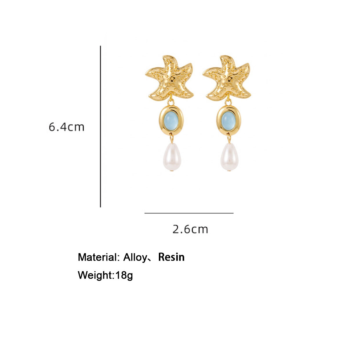 Vacation Oceanic Style Starfish Alloy Artificial Pearl Women's Dangle Earrings h5 