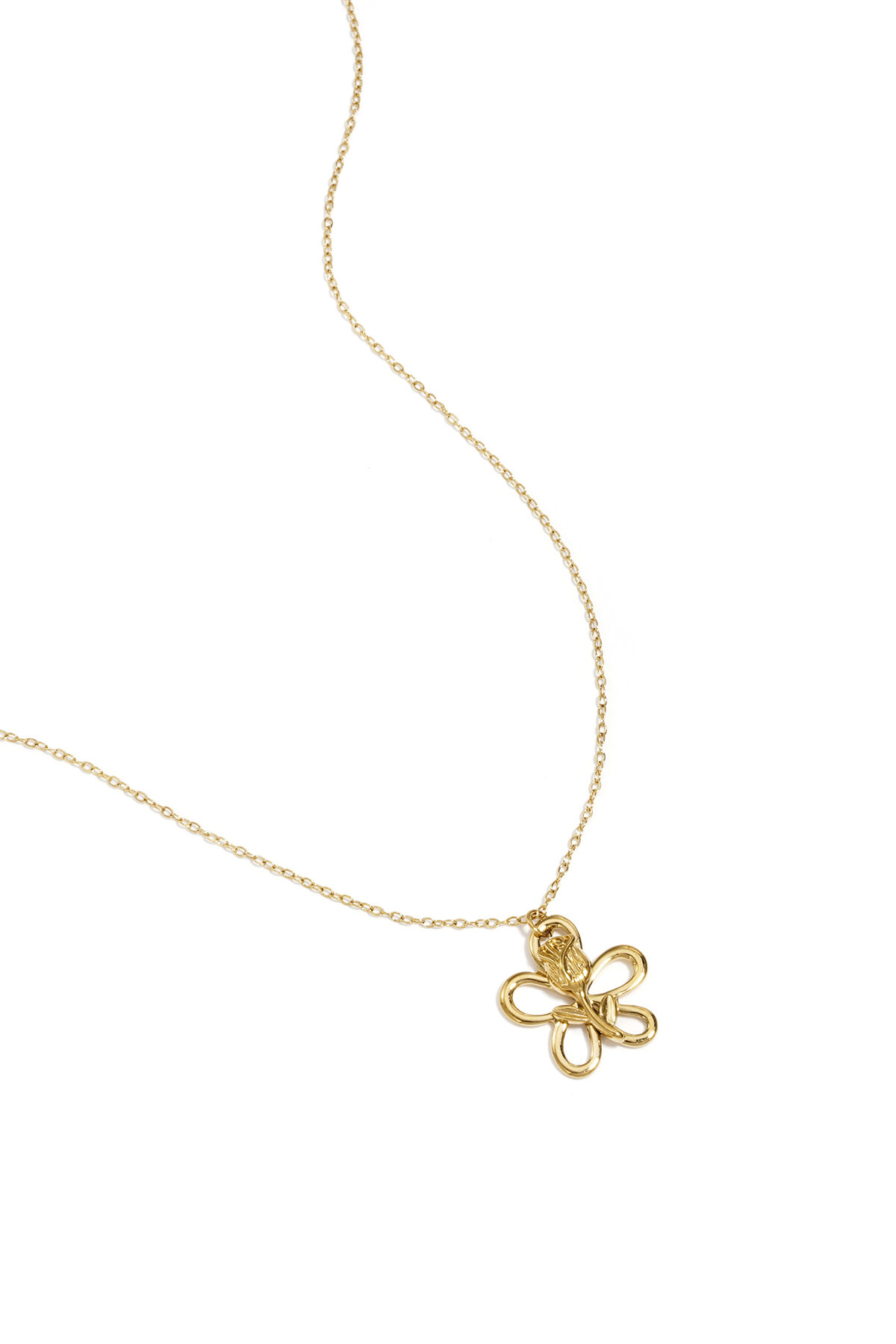 Necklace with rose on flower pendant h5 Picture4