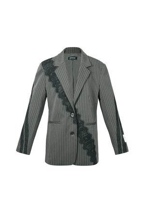 Woven Polyester Fiber Women's Suit Set Elegant Stripes Lace Panel h5 Picture12