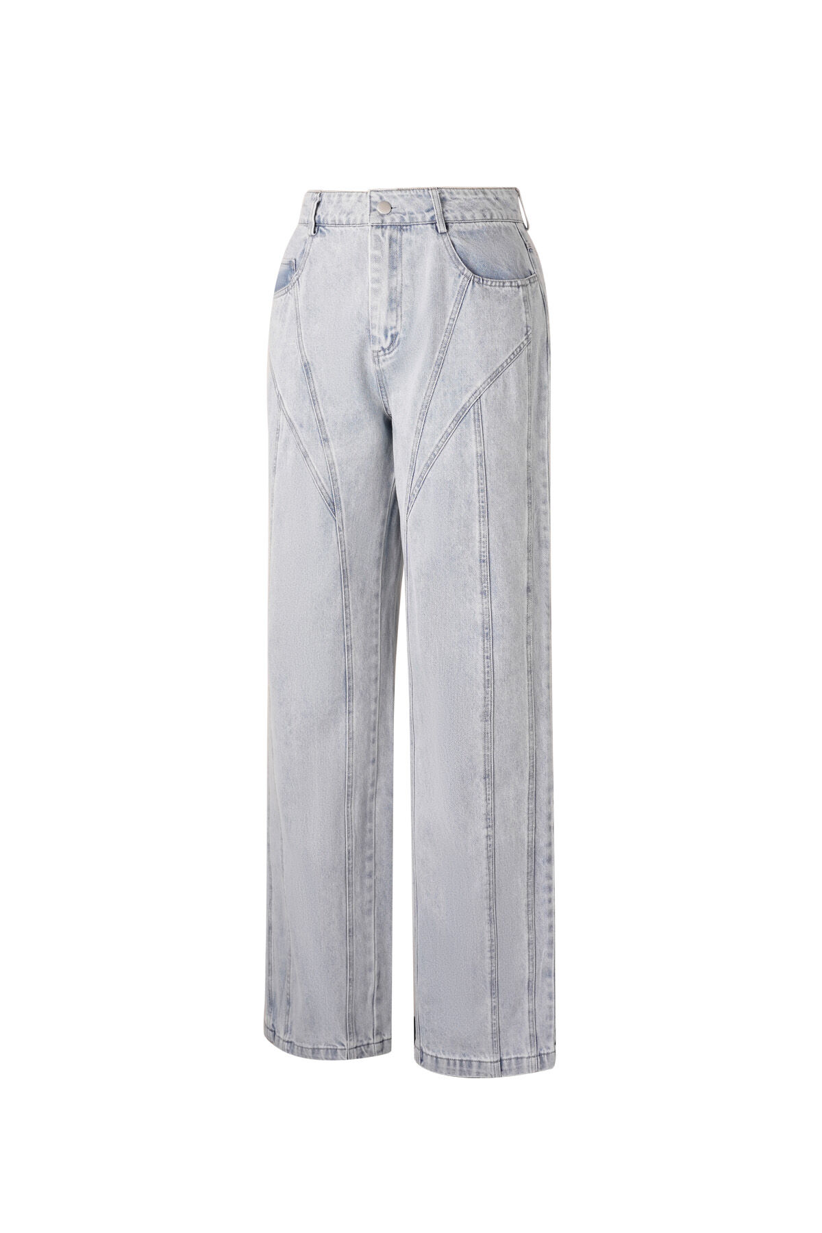 Cotton Blend Denim Pants Casual Straight Light Indigo h5Picture6