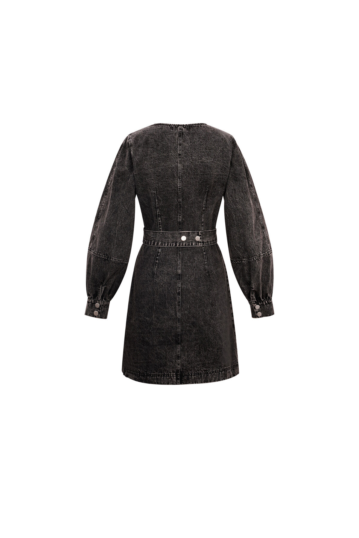Cotone Abito Mini Donna Stile Wrap Chiusura a Doppio Bottone h5 Immagine4