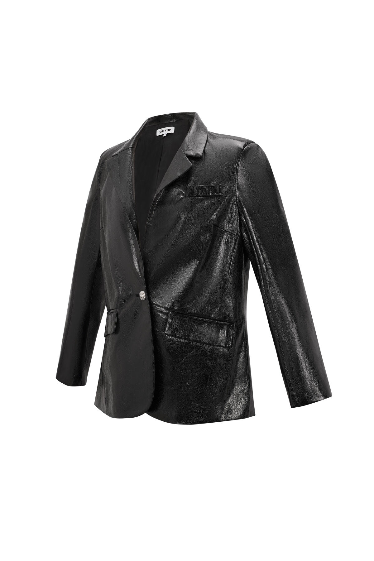PU Leather Women's Blazer Set Shiny Finish Picture2