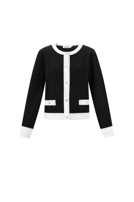 Knitted Polyester Women's Knit Cardigan Casual Color Clash 2