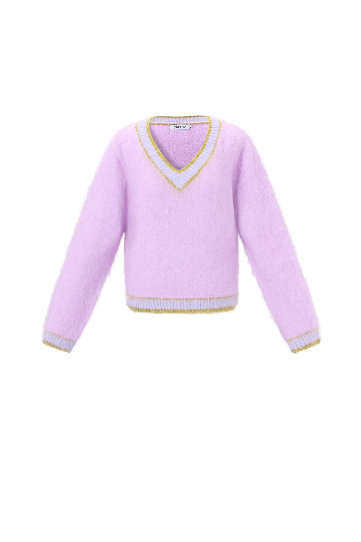Knitted Polyester Fiber Women's V-Neck Sweater Casual Color Clash h5Picture11